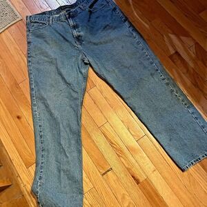 Real Ranch Workwear Mens Blue Denim Jeans Straight Leg 40x32 Medium Wash T49-46R